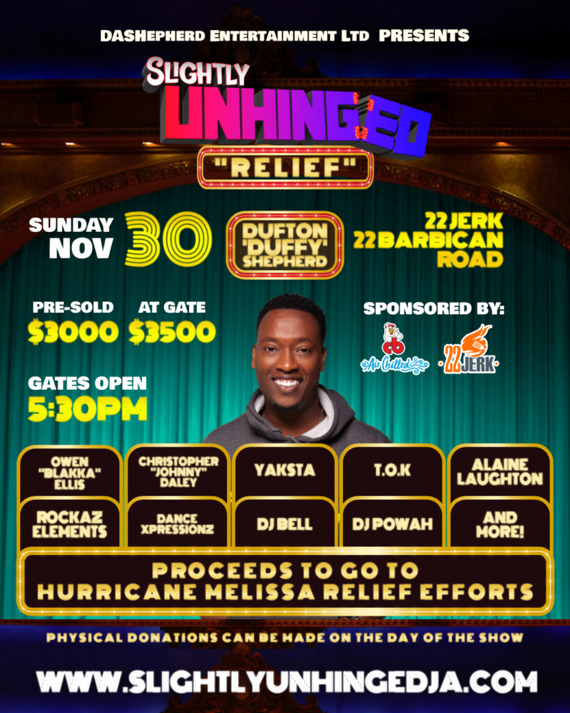 Slightly UNHINGED Comedy Show series is dedicating the Nov 30th show to its ongoing Hurricane Melissa "Relief".